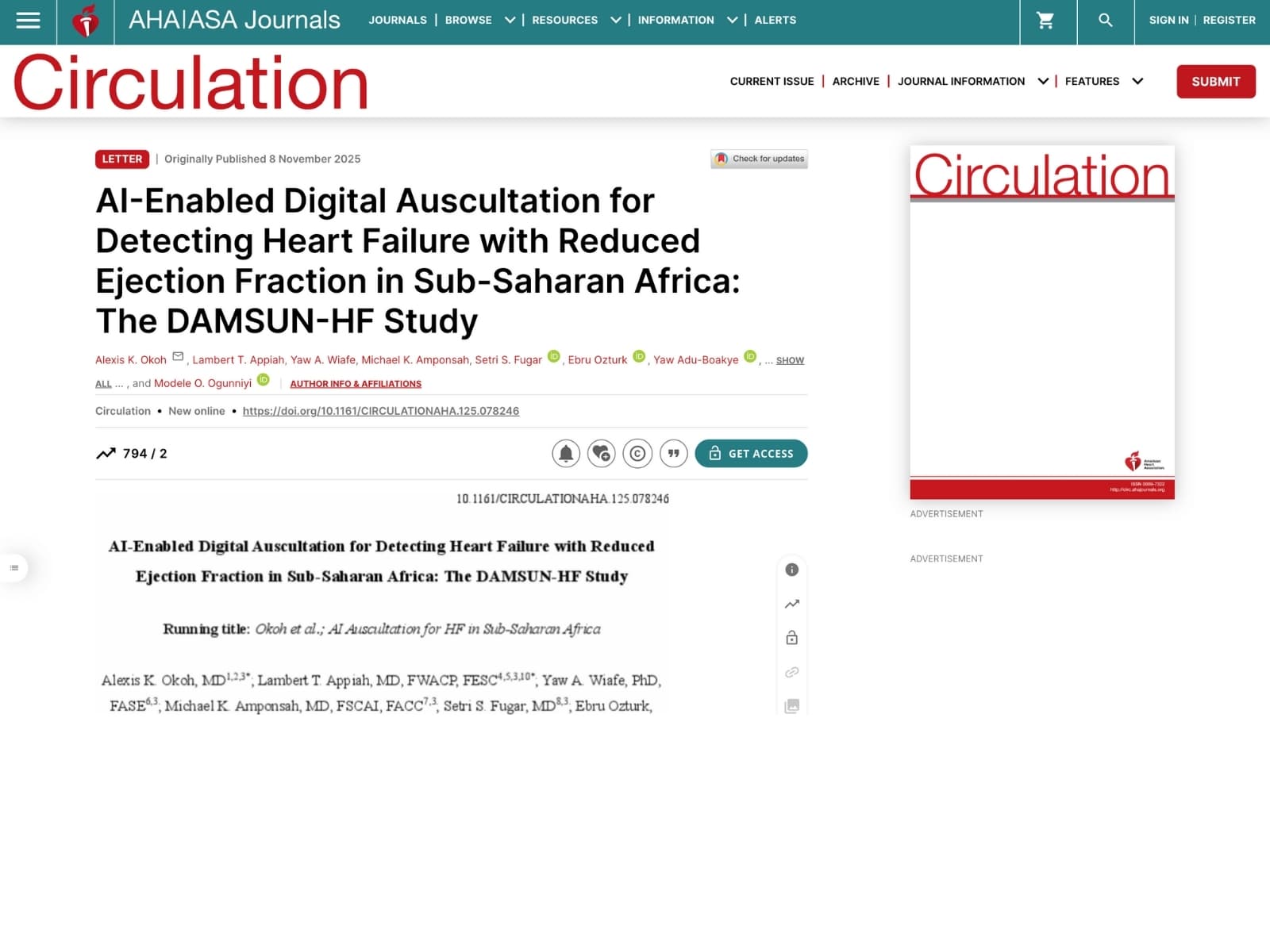 Published in Circulation (American Heart Association)